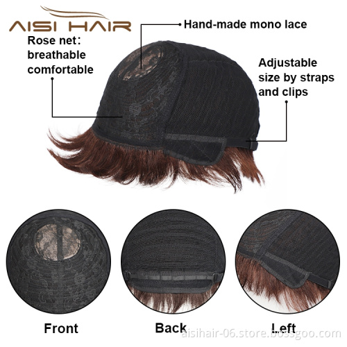Aisi Hair Glueless For Black Women Cheap Colored Short Pixie Brazilian 100%  Raw Human Hair Wig